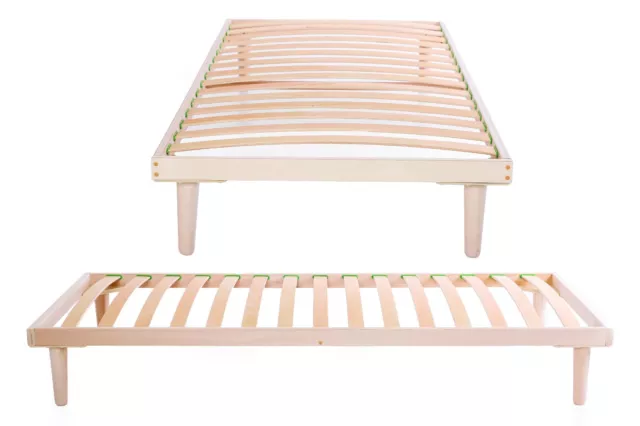 Beech Wood 90 x 190 cm Single Bed Frame Slatted Orthopedic Base Easy Assembly