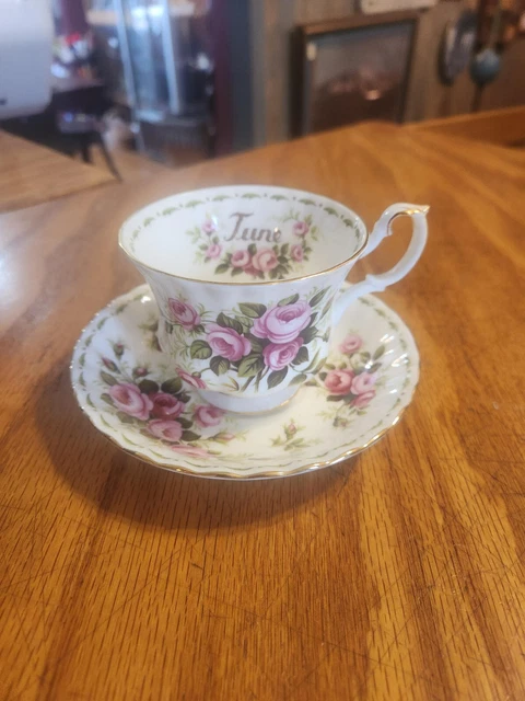 Vintage Royal Albert bone china 'June' Flowers of the Month cup & saucer set