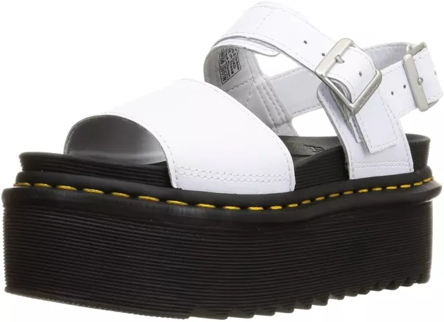 Dr. Martens (Voss Quad) Leather Strap Platform Sandals White Size 9 Women's New