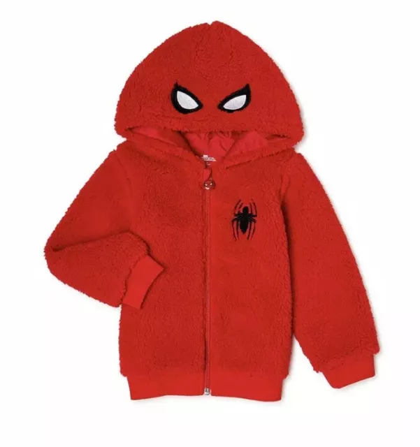 Spiderman Toddler Boys Sherpa Hoodie Jacket  12M , 2T