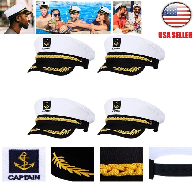 4 X ADULT Captains Navy Hats Sailor Marine Seaman Fancy Dress Costume