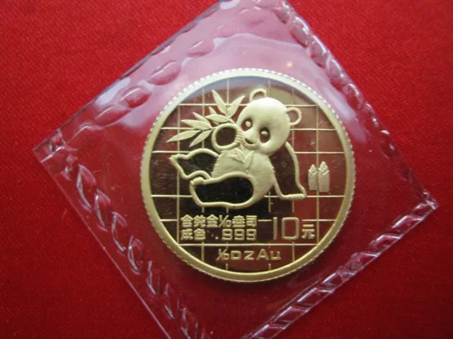 China 1989, WWF Panda 10 Yuan 1/10oz Gold, UNC org. verschweisst (09089_3)