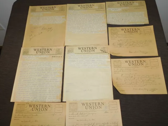 Vintage Lot Of Western Union Telegrams 1945 Palestine Wagner Taft