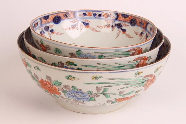 Large perfect set Antique Japanese Imari Bowls 37cm 19thC Meiji period
