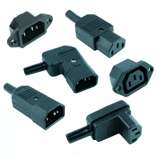 IEC Mains Power Plug / Socket  Inlet Outlet Cable Connectors C13 C14