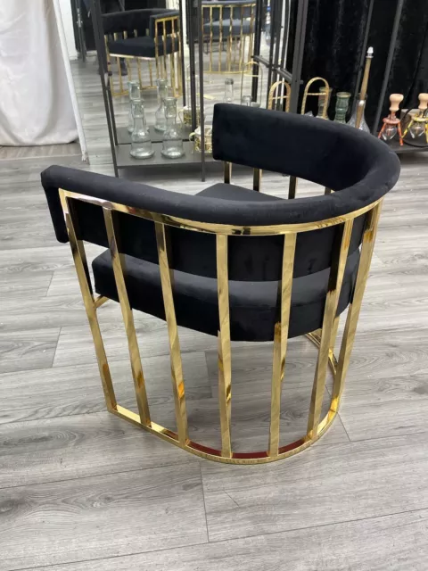 Luxury Velvet Cushion Tub Chair Steel Frame GOLD Chrome HOME RESTAURANT MODERN.