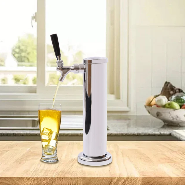 Beer Tower, Single Faucet Kegerator Tower, Stainless Steel Draft Beer Tower Kit