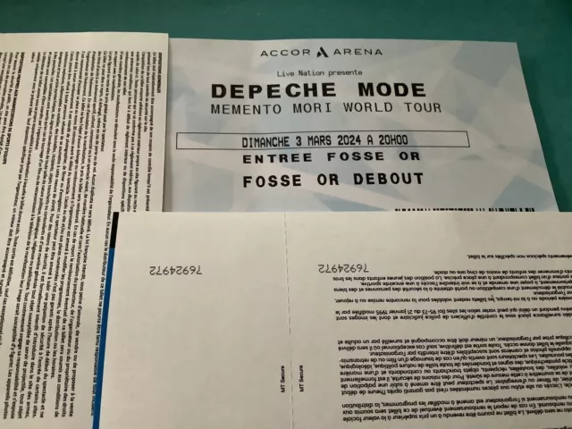Place Concert Dépêche Mode Paris-Accor Arena Fosse OR Dimanche 03 Mars 2024
