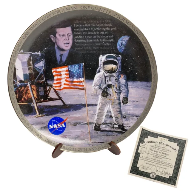 JFK “The Eagle Has Landed” NASA Apollo 25th Anniversary Collector Plate w/ COA📄