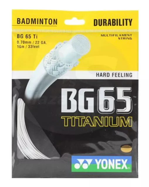 Yonex BG65 Ti Badminton String BG 65Ti - 10m - White - BG 65 Ti