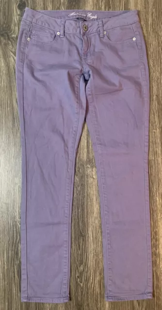 American Eagle Low Rise Stretch Skinny Jeans Womens 8 Purple Denim