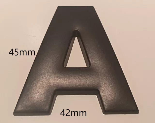 3D Quality 45mm High Metal Self Adhesive Letters & Numbers Emblem - Matt Black