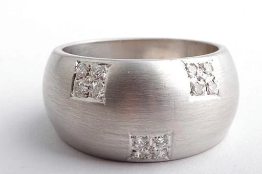 Ring Brillant Diamant 0,12ct 585 14K Weiß Gold Gr. 54 *