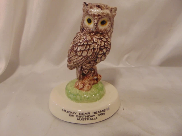 RARE 1988 Australian Huggy Bear Beam Club 8th Birthday Owl Figurine