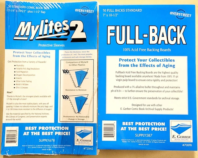 50 E Gerber Mylites 2 (725M2) + 50 Full-Back (700Fb) - Standard Comic Size Set
