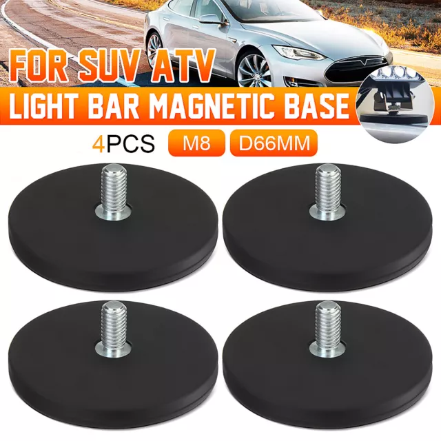 4x Magnetic Base Mount Bracket Holder M8 for LED Work Light Bar Offroad SUV Roof