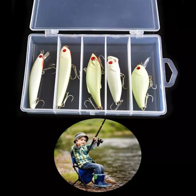 5X Fischköder Kit Luminous VIB Popper Kurbel Minnow Bleistift Glow Lockt  GRSEL