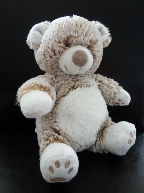 Y7 -  DOUDOU PELUCHE TEX OURS BLANC MARRON BEIGE CHINé 24 cms TTBE