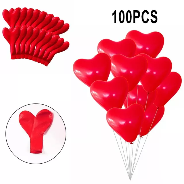 Red Premium Heart Balloons Pack of 100 Perfect for Weddings and Events