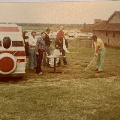 Found Color Photo Men Golfing 1960s 1970s