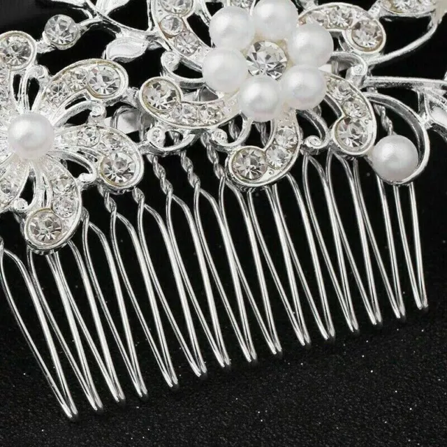 Bridesmaid Flower Diamante Pearls Bridal Clips Comb Wedding Hair Pins Crystal UK 3
