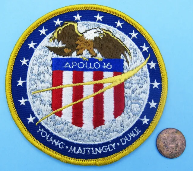 NASA AB Emblem PATCH vtg APOLLO 16 - Cloth Back - Young Mattingly Duke - 4"