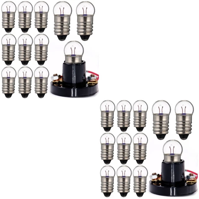 20 Pz Lampadine Base Vite Miniatura Sostituzione E10 Mini Lampadine per Fisico