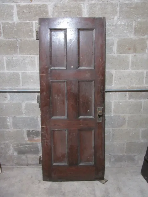~ Antique Oak 6 Panel Door With Hardware A ~ 32 X 81 ~ Architectural Salvage ~