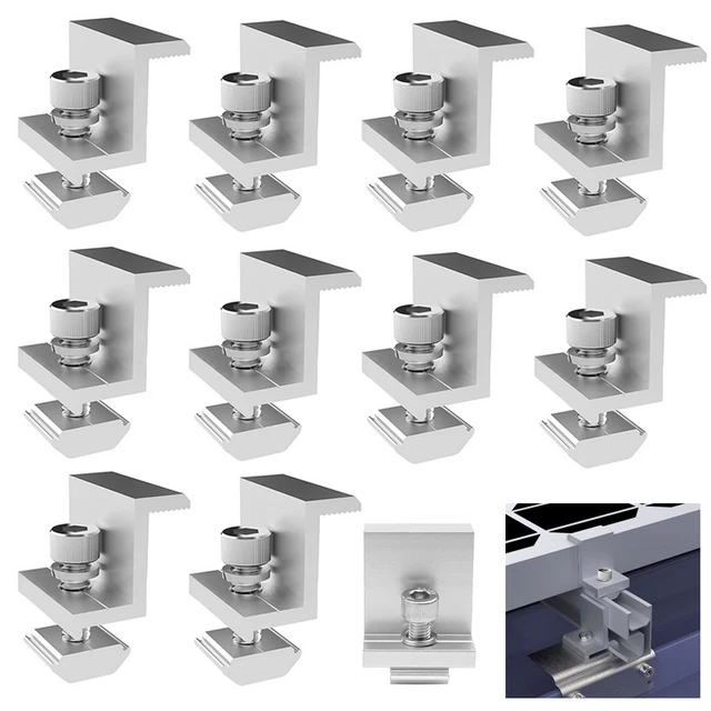 10 Stück Solarpanel Halterung - Alu Endklemmen 30mm Für Dach, Wohnmobil & Boot