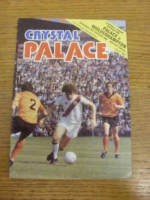 19/01/1980 Crystal Palace v Wolverhampton Wanderers  (Creased, Folded, Team Chan