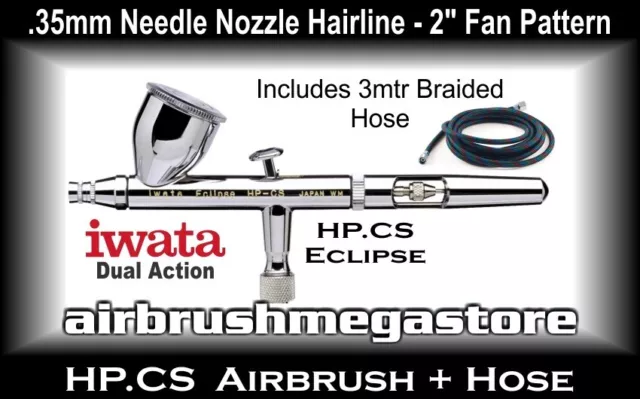 Iwata Eclipse Airbrush HP.CS .35mm Inc: 3mtr Braided Hose Freight Free