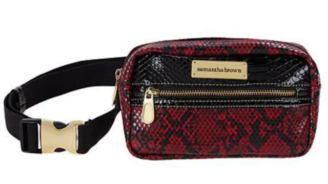 Samantha Brown Luggage Embossed Hip Waist Organizer Bag Fanny Pack~ Red/Black