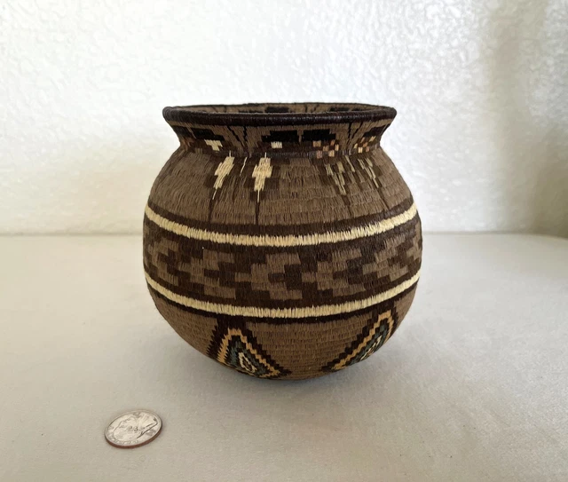Vintage Rainforest Handmade Cultural Basket Panama 5.5" x 4" x 6"