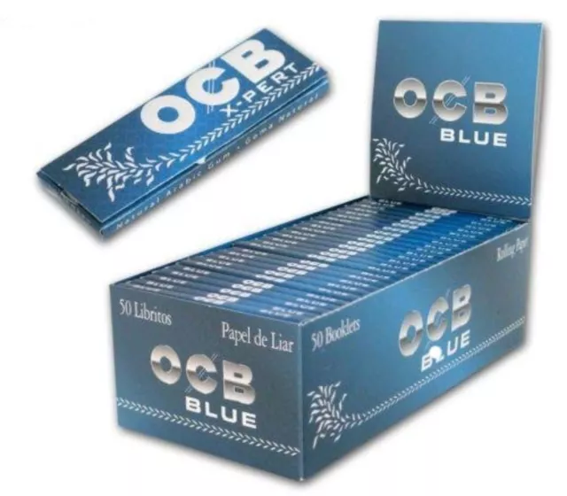 OCB xpet azul 100 libritos de papel de liar . 2 cajas de 50 libritos cada una.