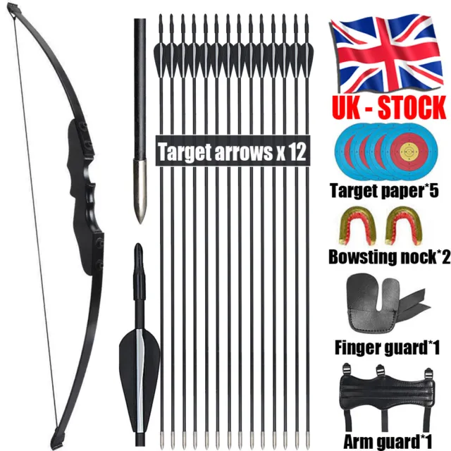 50" Archery Takedown Recurve Bow + 12pcs Arrows for Right Hand Hunting Target