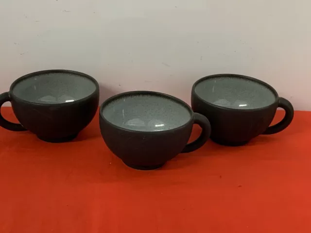 Jars Pottery (France)   --  Tourron Gris Ecorce  --   Coffee Cups  (3)