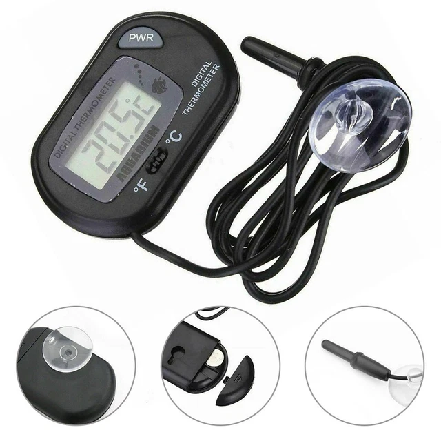 Nuovo termometro digitale acquario nero display LCD accessori plastica