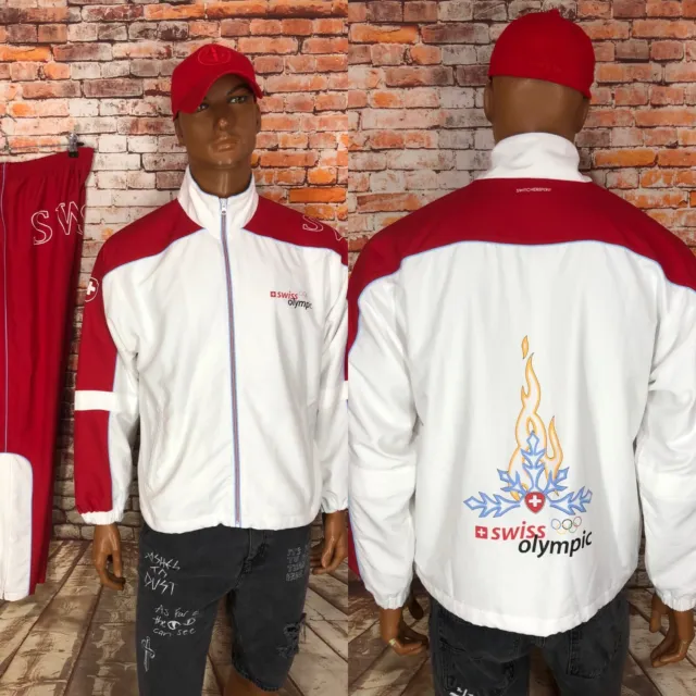 Swiss Olympic Games National Switzeland Jacket Pants White Red Switcher Sport