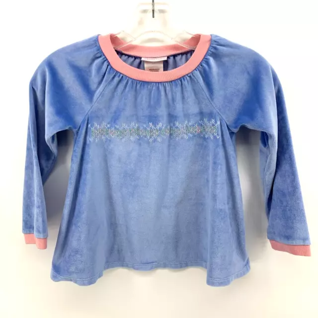 American Girl Bitty Baby Girls L 6/6X Blue Pink Velour Winter Long Sleeve Top