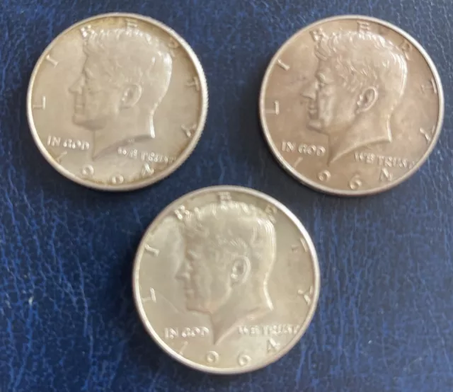 United States - 1964 Kennedy Silver Half Dollars x 3. P#99