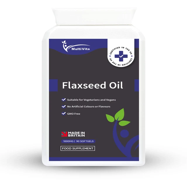 ORGANIC FLAXSEED OIL 90x1000mg Capsules COLD PRESSED Omega 3,6,9 Vegan Flax Seed £9.95 PicClick UK