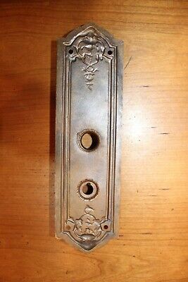 Antique  Cast Bronze Keyhole Escutcheon Tall Rosette and Thumb Turn S-160 3