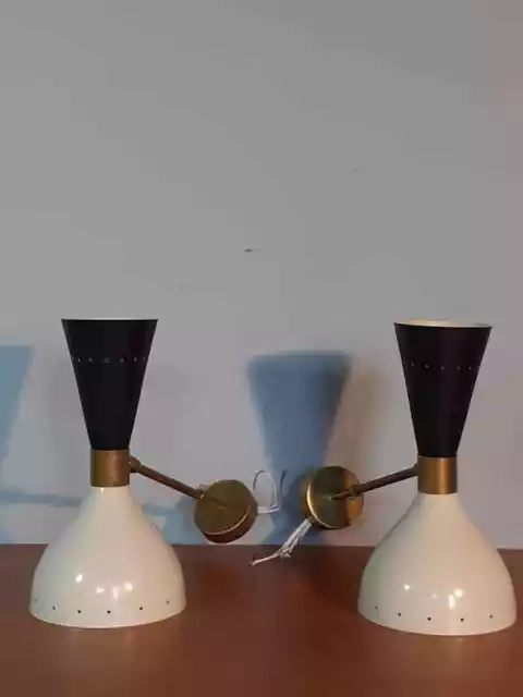 A pair of 1950's style Stilnovo Italian diabolo Wall light Mid Century Wall Lamp