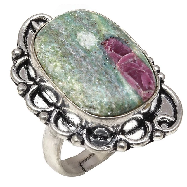 Fuchsite Gemstone Handmade 925 Antique Silver Jewelry Rings "8A"