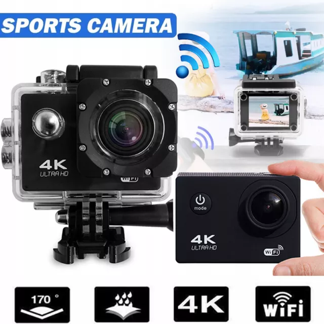 4K Action Camera,Underwater Sports Camera 170°Wide-Angle Camcorder DV Video Cam