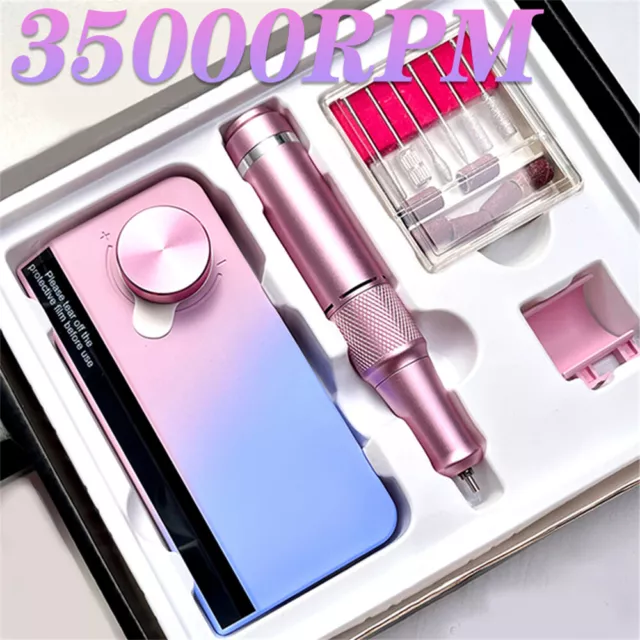 35000RPM Rechargeable Portable Electric Nail Drill File Manicure Machine Strong