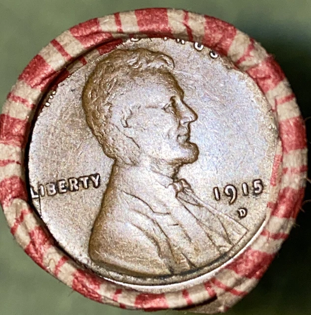US Lincoln Wheat Cent Penny Roll 1915-D/1903 Indian Head (50 Coins) Old Vintage