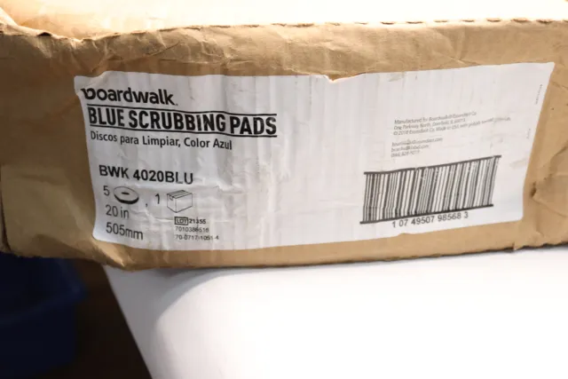 (5-Pk) Boardwalk Standard Scrubbing Floor Pads Blue 20" Diameter BWK 4020BLU