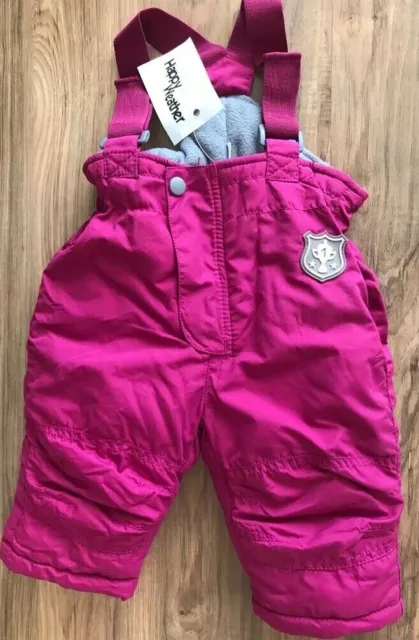 Baby Schneehose Winterhose warm gefüttert Träger verstellbar fuchsia Gr. 68 NEU!