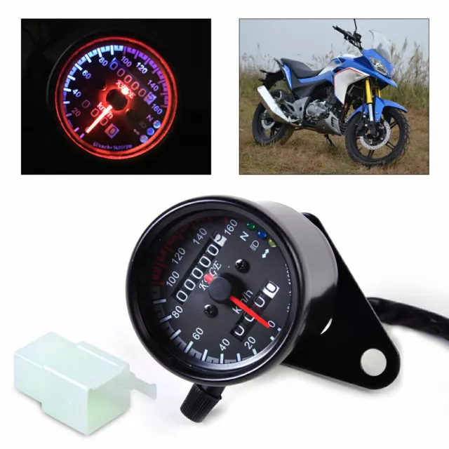 Motorrad Mini LED Tachometer Speedometer Anzeiger für Harley Honda Suzuki km/h O